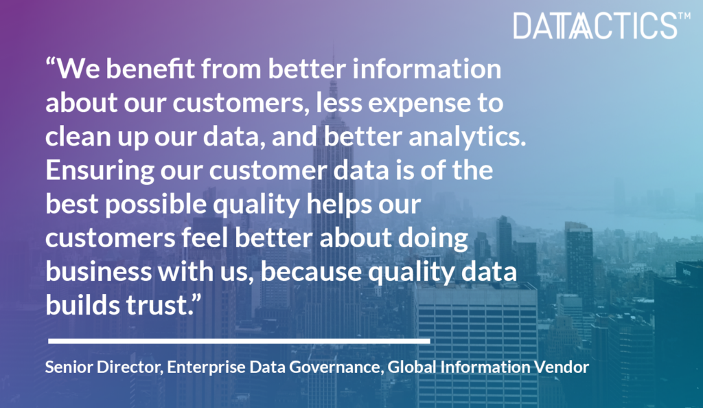 Information Vendor Datactics Customer Success Quote