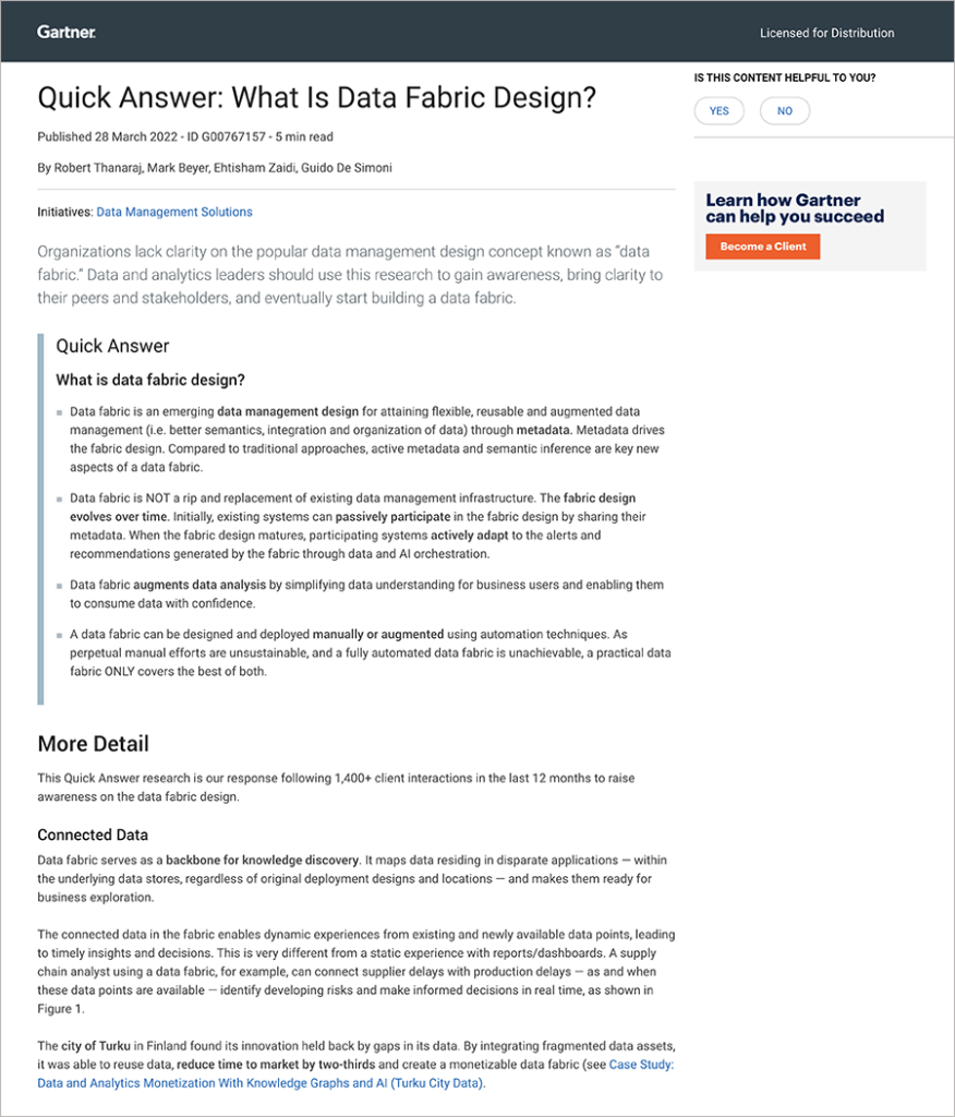 Gartner - What is Data Fabric Design?