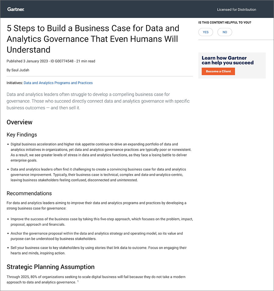 5 Steps to Build a Business Case for Data & Analytics Governance